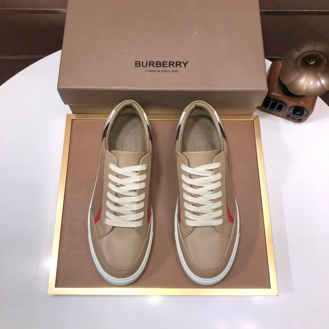 Men's shoes 💰480💰 [Burberry] (cowhide lining) classic low-top sneakers｜Imported cowhide with classic plaid fabric｜Cowhide lining｜Original outsole｜Fine workmanship and comfortable to wear Size: 38-44 (customized at 45)